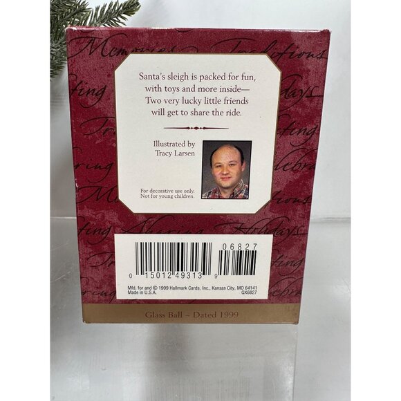 Hallmark Keepsake Ornament Glass Ball Merry Christmas 1999 Dated Angels Design - Picture 6 of 9